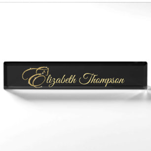 Monogram Letter E Horse in gold glitter Nameplate