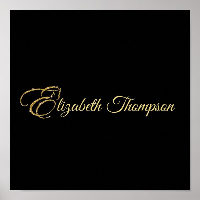 Monogram Letter E Horse in gold glitter Poster (Front)