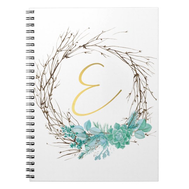 Monogram letter E in wreath Notebook (Front)