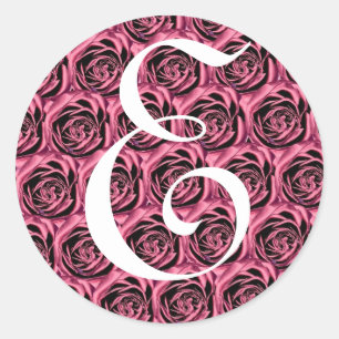 Monogram Letter E Pink Roses Sticker