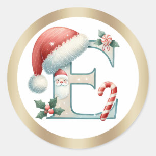 Monogram letter E, Santa hat Christmas  Sticker