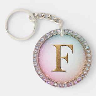 Monogram Letter F Birthday Gift For Her Key Ring