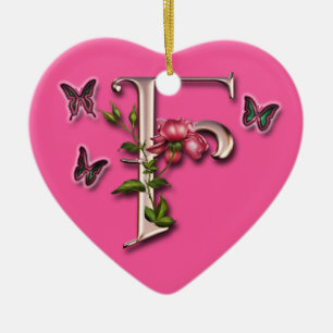 MONOGRAM LETTER F - HEART ORNAMENT