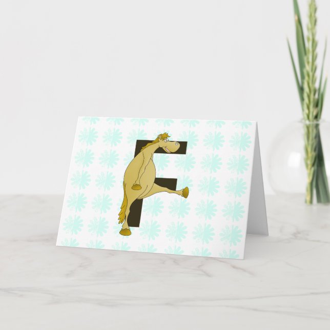 Monogram Letter F Pony Note Card (Front)
