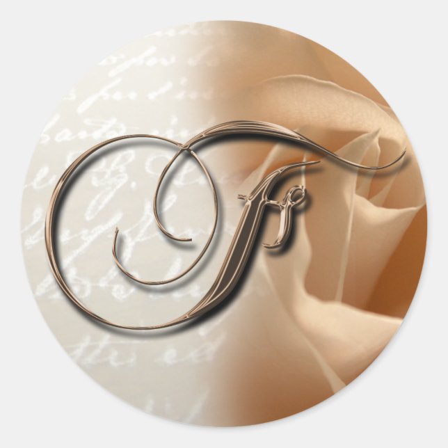Monogram Letter F  Wedding Envelope Sticker (Front)