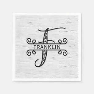 Monogram Letter F with Family Name  Napkin