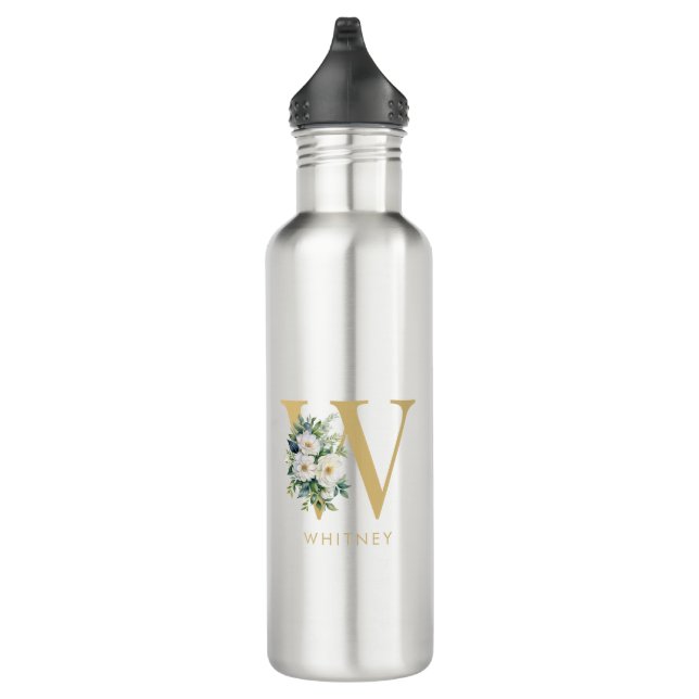 Monogram Letter Floral Initial Name 710 Ml Water Bottle (Right)