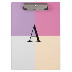 Monogram Letter Four Pastel Colours Clipboard