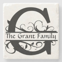 Monogram Letter G Personalised Stone Coaster