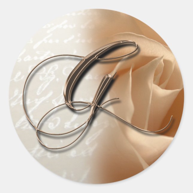 Monogram Letter G  Wedding Envelope Sticker (Front)