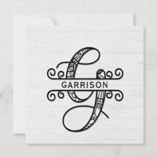 Monogram Letter G with Family Name Card
