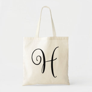 Monogram Letter H Budget Tote-Canvas Tote Bag