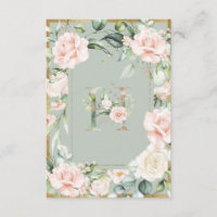 Monogram Letter H Elegant Green Floral Thank You