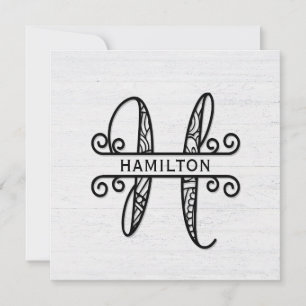 Monogram Letter H with Family Name Card