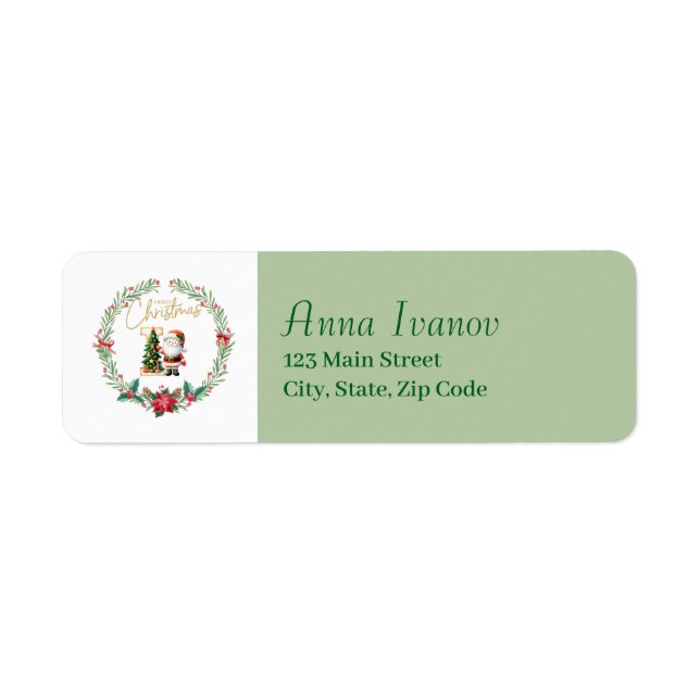 Monogram Letter I Christmas Wreath w/ Santa Claus (Front)