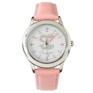 Monogram letter I flower heart custom name Imogen Watch