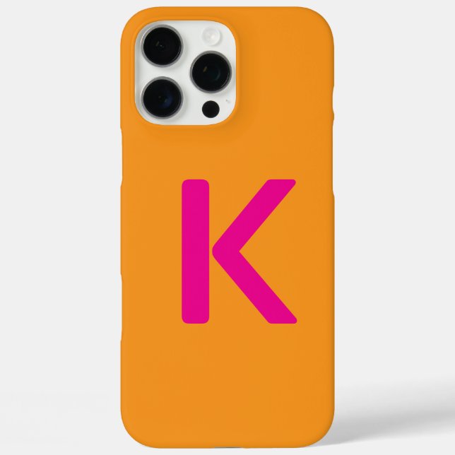 Monogram Letter Initials Orange Pink Custom Colour Case-Mate iPhone Case (Back)