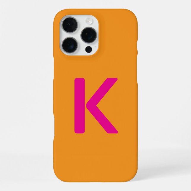 Monogram Letter Initials Orange Pink Custom Colour iPhone Case (Back)