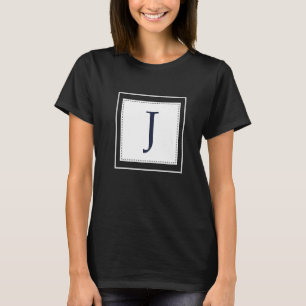 Monogram Letter J Alphabet J Initial Navy Blue T-Shirt