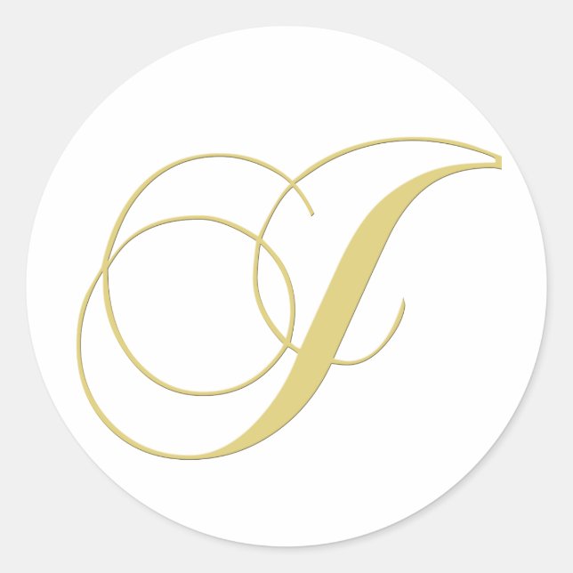 Monogram Letter J Golden Single Classic Round Sticker (Front)