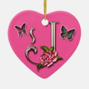 MONOGRAM LETTER J - HEART ORNAMENT