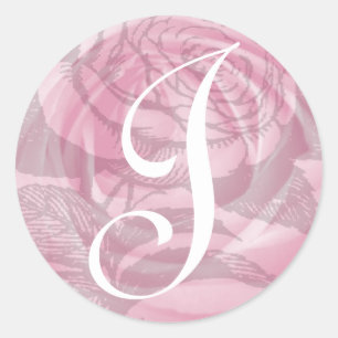 Monogram Letter J Pink Roses Sticker