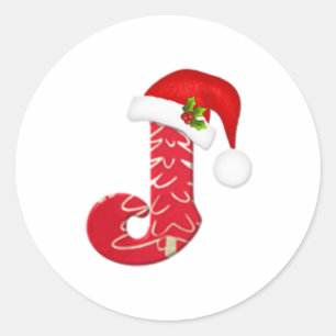 Monogram letter J, Santa hat Christmas Sticker
