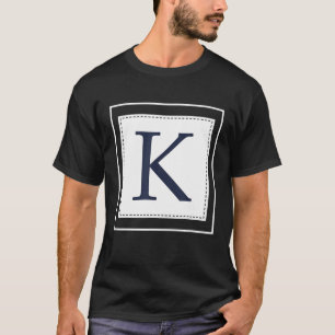 Monogram Letter K Alphabet K Initial Navy Blue T-Shirt
