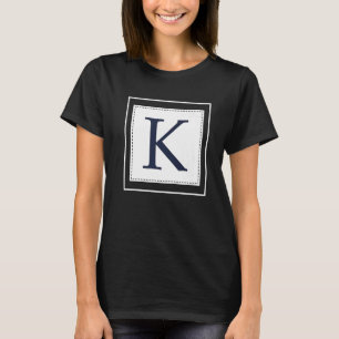 Monogram Letter K Alphabet K Initial Navy Blue T-Shirt