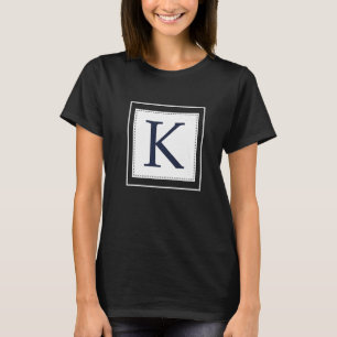 Monogram Letter K Alphabet K Initial Navy Blue T-Shirt