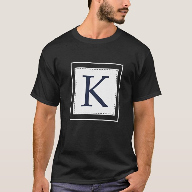 Monogram Letter K Alphabet K Initial Navy Blue   T-Shirt (Front)