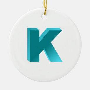 Monogram Letter K Ceramic Tree Decoration