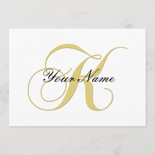 Monogram Letter K Golden Single Customisable Invitation