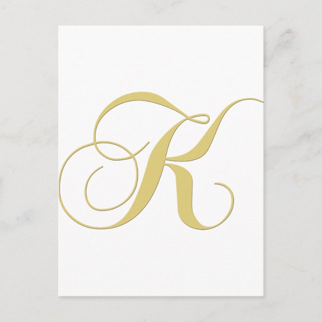 Monogram Letter K Golden Single Postcard (Front)