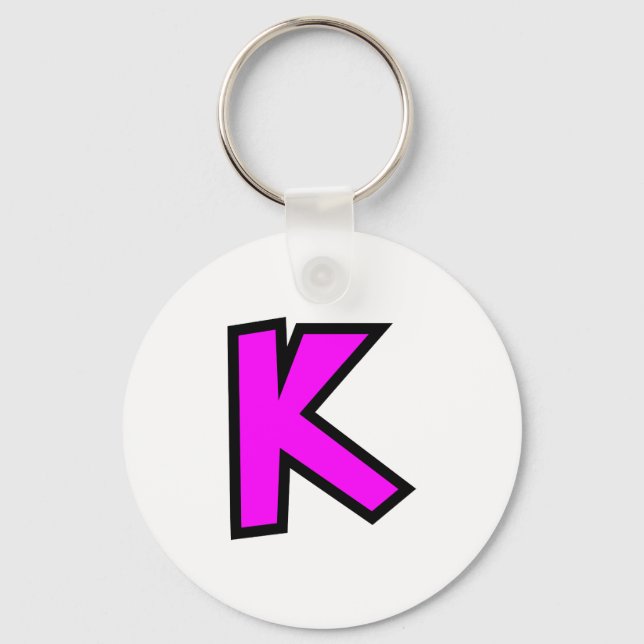 Monogram Letter K Key Ring (Front)