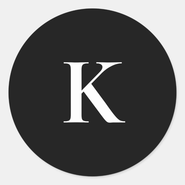 Monogram Letter K Sticker – Black & White Minimal  (Front)