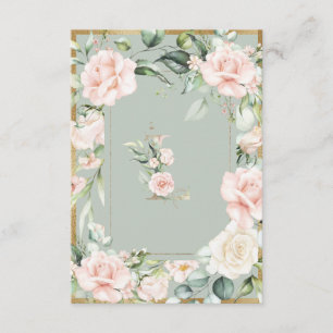 Monogram Letter L Elegant Sage Green Floral  Thank You Card