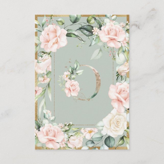 Monogram Letter L Elegant Sage Green Floral  Thank You Card (Front)