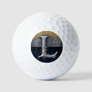 Monogram Letter L Gold Dripping Silver Luxury Golf Balls