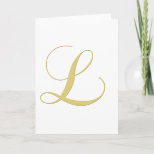 Monogram Letter L Golden Single Note Card