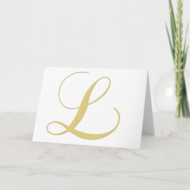 Monogram Letter L Golden Single Note Card (Front)