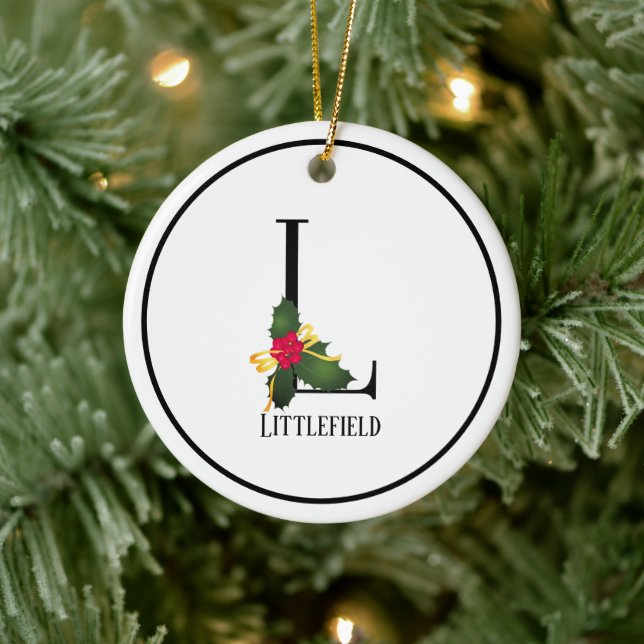 Monogram Letter L Personalised Christmas Ceramic Tree Decoration (Tree)