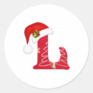 Monogram letter L, Santa hat Christmas  Sticker
