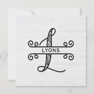 Monogram Letter L with Family Name Card