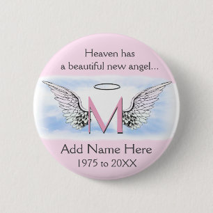 Monogram   Letter M   Add Name   Memorial 6 Cm Round Badge