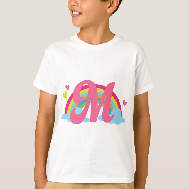 Monogram Letter M Alphabet Rainbow T-Shirt (Front)