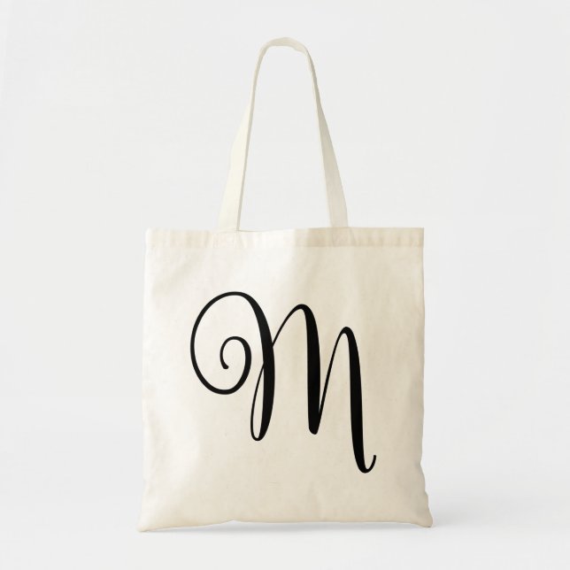 Monogram Letter "M" Budget Tote-Canvas Tote Bag (Front)