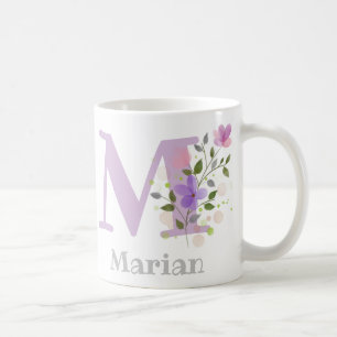 Monogram Letter M & Christian Name Coffee Mug