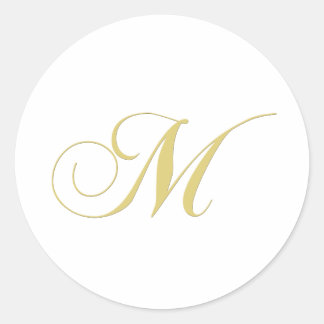 Monogram Letter M Golden Single Classic Round Sticker