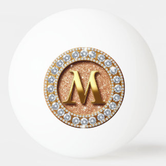 Monogram Letter M on Rose Gold Glitter Background Ping Pong Ball